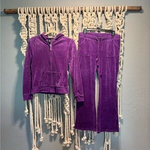 Zenana Outfitters velour purple track suit
